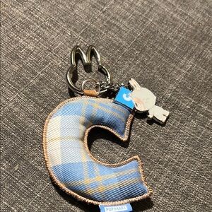 Blue Plaid Letter C Keychain labubu popmart